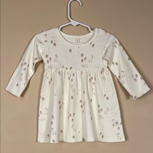 NWT Quincy Mae Baby Girl Woodland Deer Organic Cotton Jersey Long Sleeve Dress
